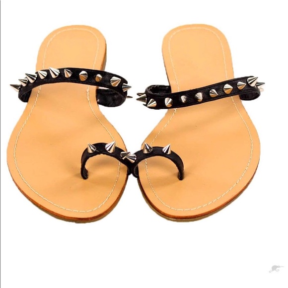 NEW! Black Spike Studded Fashion Sandals - Picture 5 of 5
